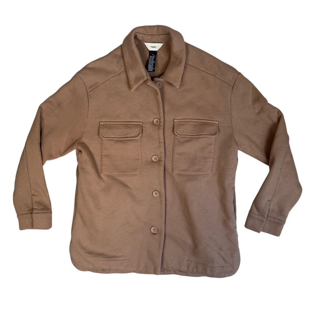 Vuori Restore Shirt Jacket Brown Button Up Athleisure Brushed French Terry M